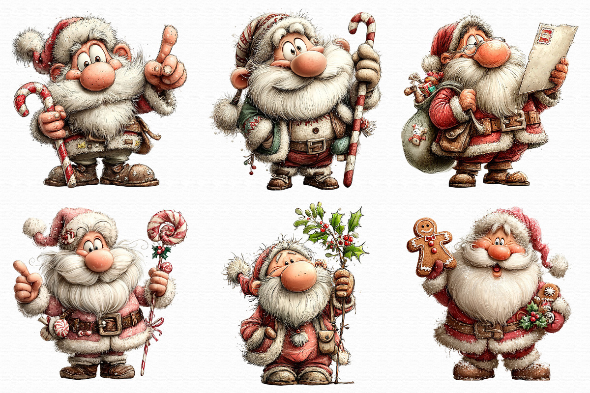 Christmas Pink vintage Santa Clipart, an Illustration by Libby Wishes (Photo 6 of 7)