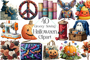 Groovy Halloween Sewing Clipart PNG, an Illustration by DreamPrint404 (Thumbnail 1 of 5)