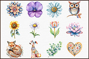 Pastel Folk Art Motifs Flowers Anima, an Illustration by Sublimation Artist (Thumbnail 3 of 6)