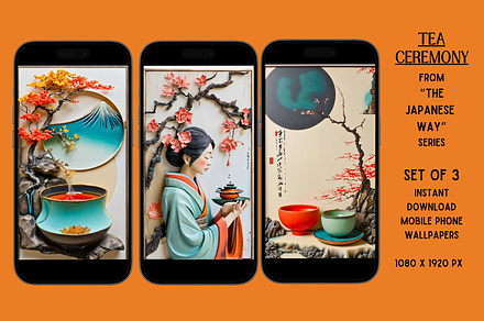 Mobile Phone Wallpaper(Tea Ceremony), a Wallpaper Graphic by Shisa Images