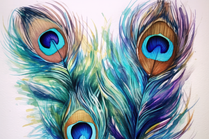 Watercolor Peacock Feathers