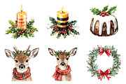 Cozy Watercolor Christmas Clipart, a Work Illustration by SinaCreation (Thumbnail 5 of 6)