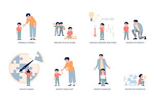 Autism signs. Asd spectrum little, a Healthcare Illustration by LadadikArt
