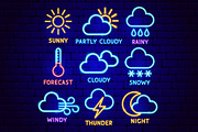 Weather Neon Vector Icons Set, an Outline Icon by Anna_leni (Thumbnail 9 of 11)