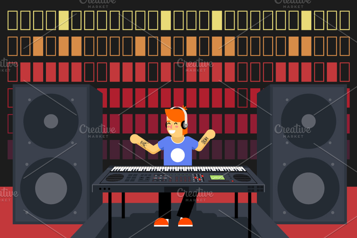 Musician Synthesizer, a Technology Illustration by Meiluns shop