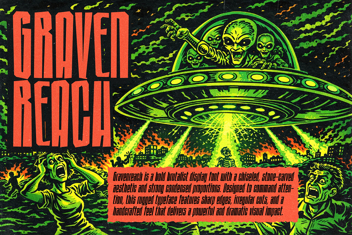 Gravenreach - Rugged Display Font, a Sans Serif Font by Snape Design Studio (Photo 2 of 12)