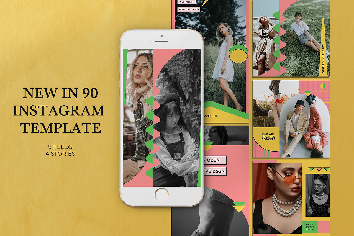 New In 90's Instagram Templates, a Social Media Template by Azruca (Photo 1 of 9)