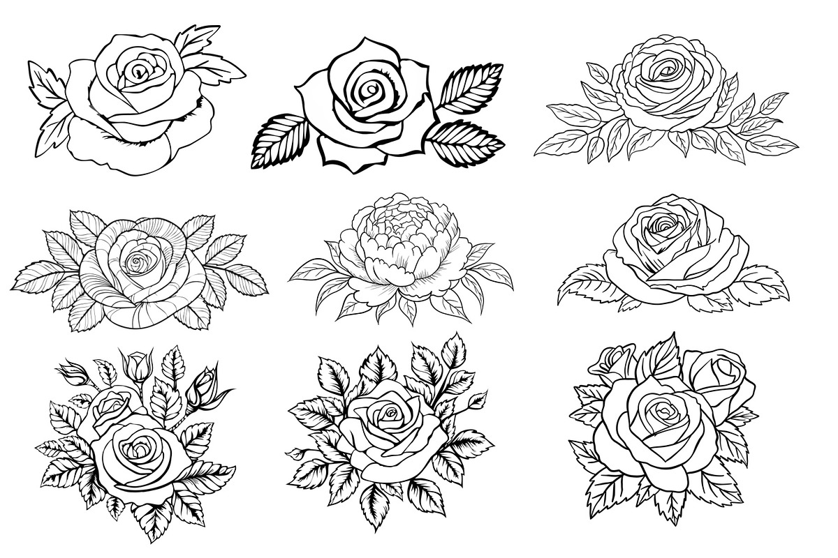 Floral tattoo stamps for procreate, a Brush Add-On by aivos (Photo 7 of 9)