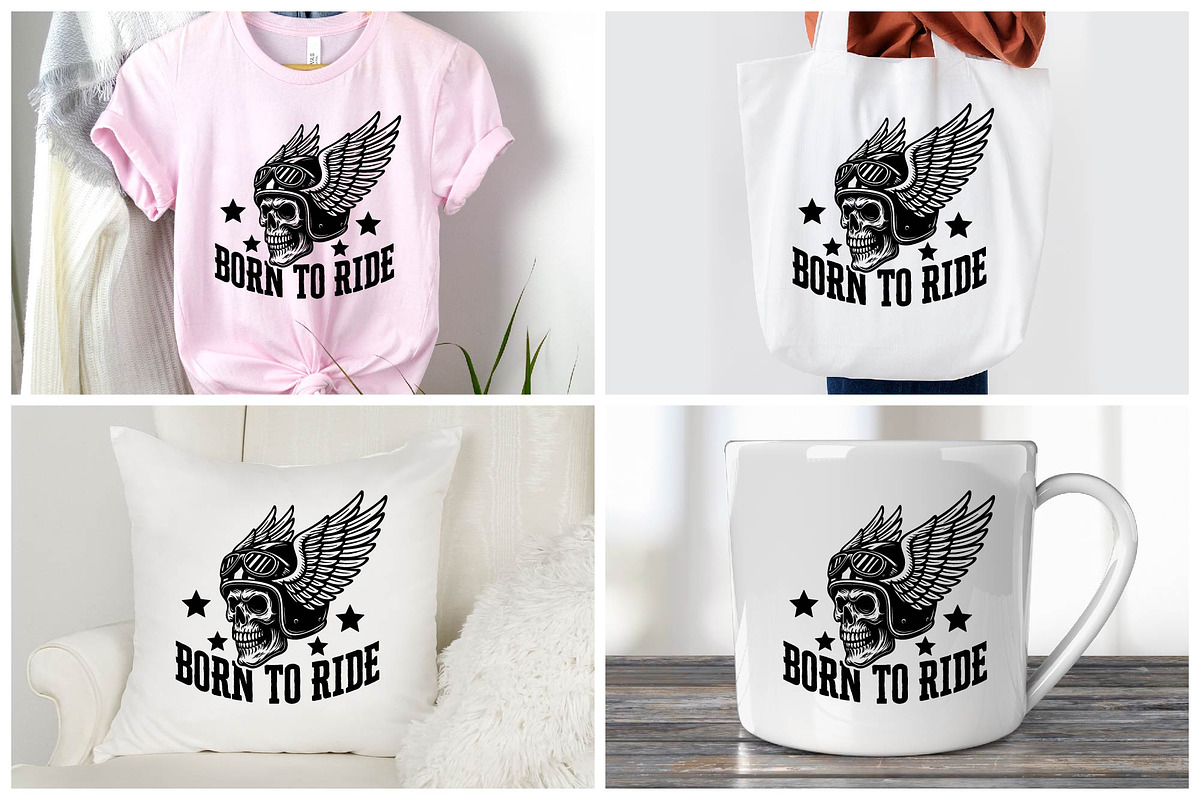 Born To Ride Winged Skull Biker SVG, an Object Graphic by BeeCraftR (Photo 5 of 5)