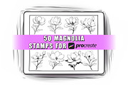 50 Magnolia Procreate Stamps Brushes, a Brush Add-On by Procreate Sale (Thumbnail 1 of 6)