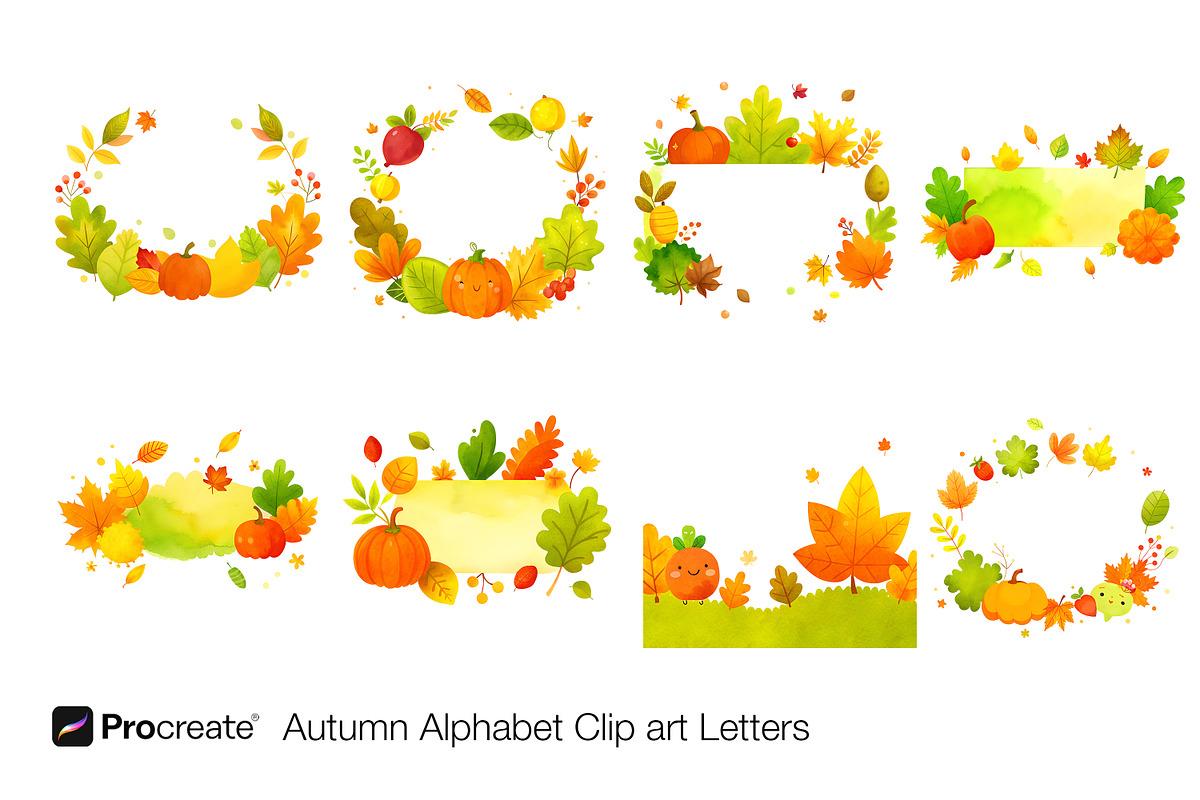 Autumn Alphabet Clipart – Hand-Paint, an Object Illustration by crafty (Photo 11 of 13)