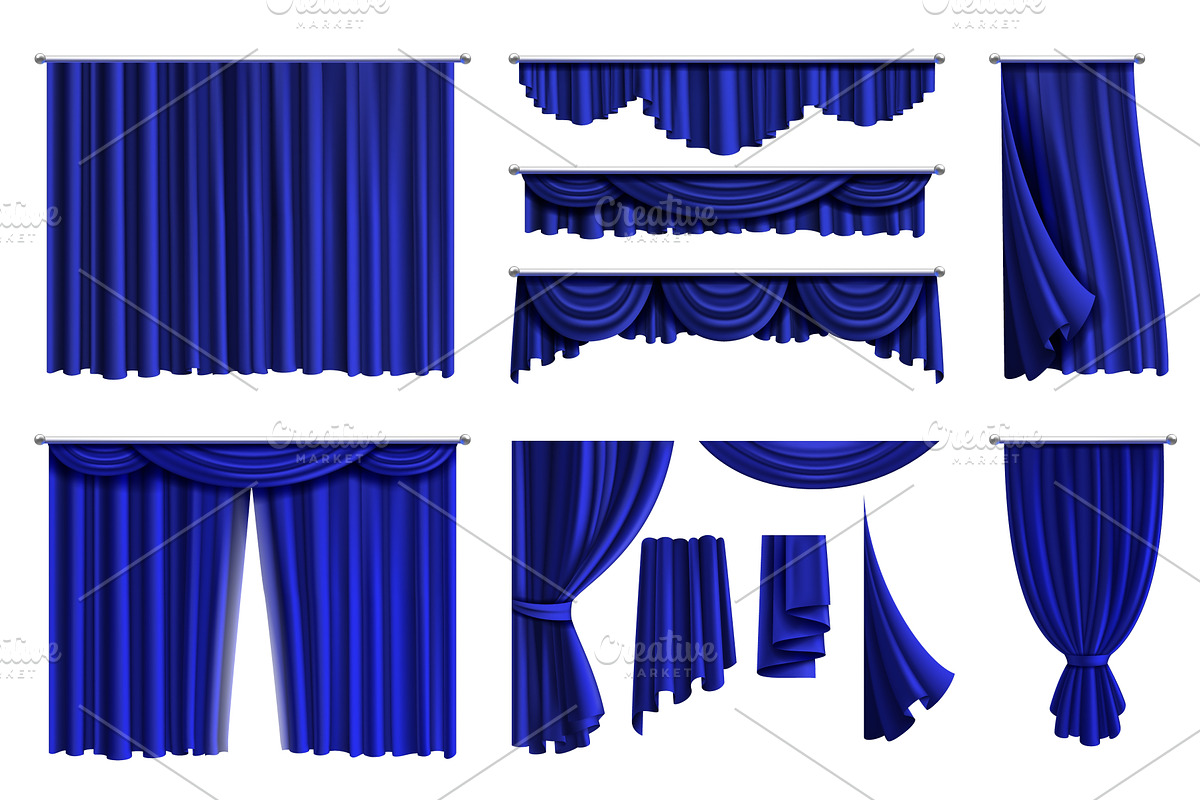 Blue curtain. Theatre and cinema, an Object Illustration by YummyBuum