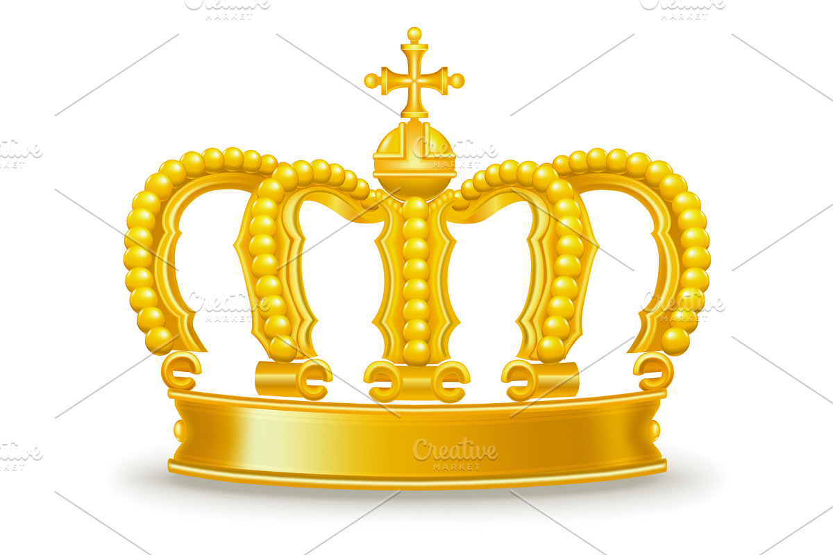 Golden crowns, vector icons preview 2