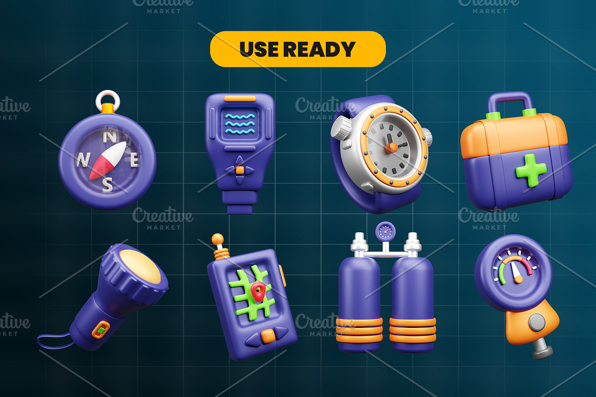 Snorkeling & Scuba Diving 3d Icon, an Object 3D Model by Ui Stock (Photo 3 of 6)