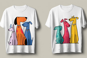 Colorful dog designs on T-shirts, a Photo by Beautiful things