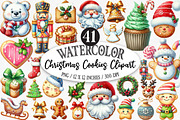 Watercolor Christmas Cookies Clipart, an Illustration by Designking (Thumbnail 1 of 5)
