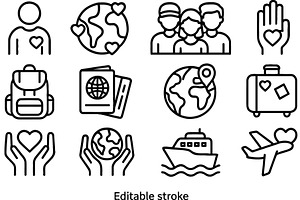 Vector icons representing travel, a Person Illustration by ZinetroN