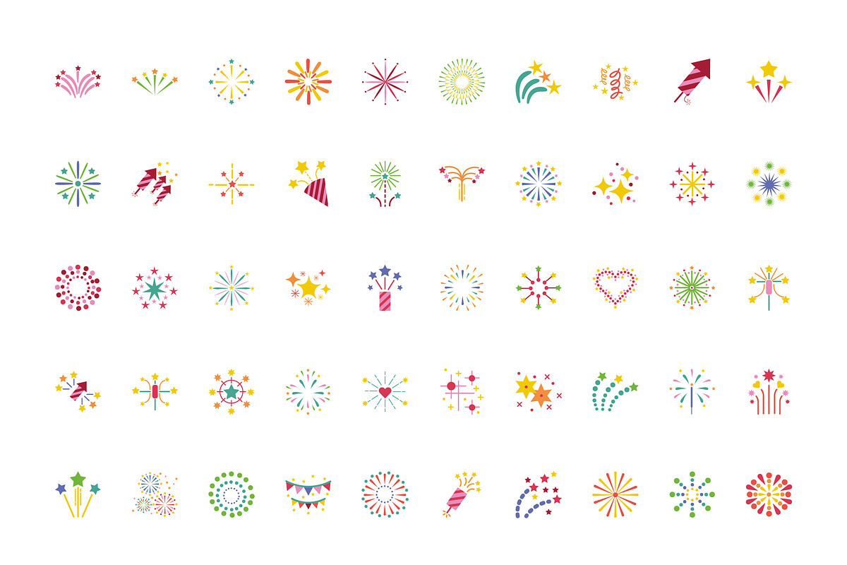 Celebration Fireworks Icon Set, a Templates & Theme by studiogstock (Photo 1 of 2)