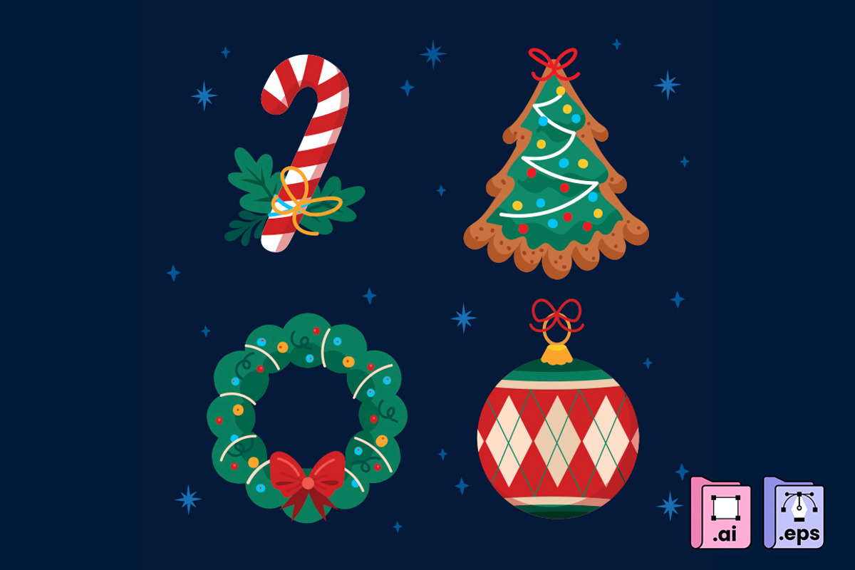 Hand Drawn Christmas Elements, a Decorative Illustration by MISS CHATZ (Photo 1 of 3)