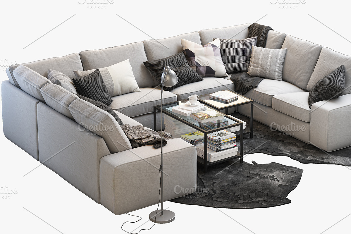U-shaped sofa 3d model, a Furniture 3D Model by 3dmitruk (Photo 4 of 11)