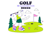 10 Golf Sport Vector Illustration, a Sport Illustration by denayunebgt (Thumbnail 1 of 4)