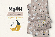 Moon Collection-Baby Digital Papers, a Pattern Graphic by Cuteanny Design (Thumbnail 1 of 7)