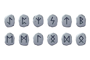 Rune Stones With Sacred Glyphs For