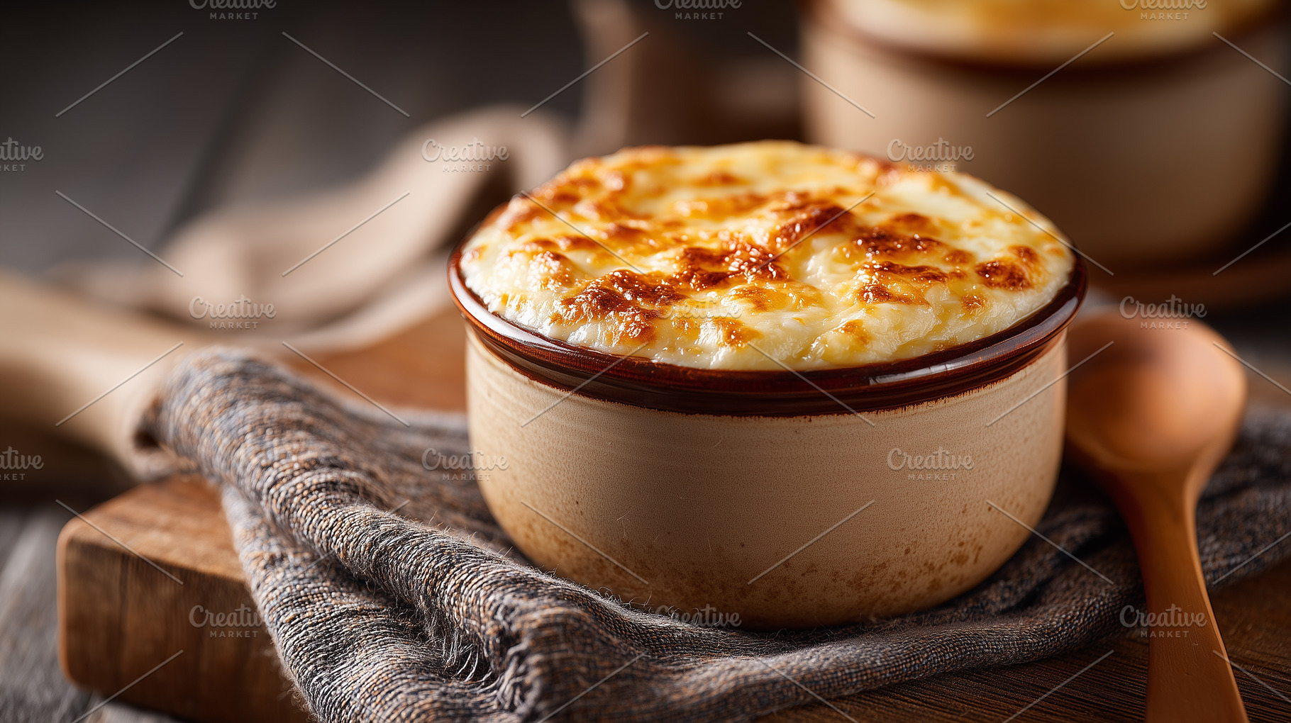 Baked dish with golden melted cheese, a Food & Drink Photo by MistyDay