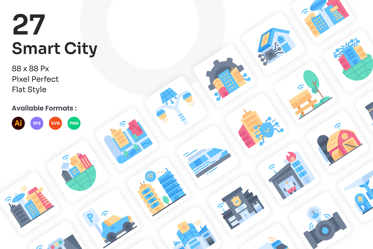 Smart City Icons Set - Flat, an Icon by Kmg Design (Photo 1 of 2)