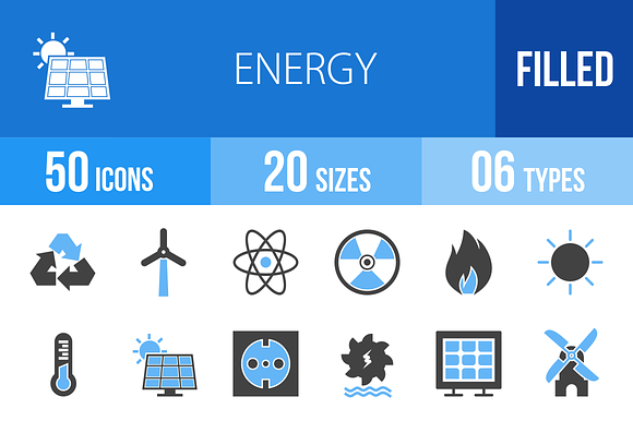 50 Energy Blue Black Icons