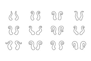 Outline set of fantasy horns, an Object Illustration by GraphiShop