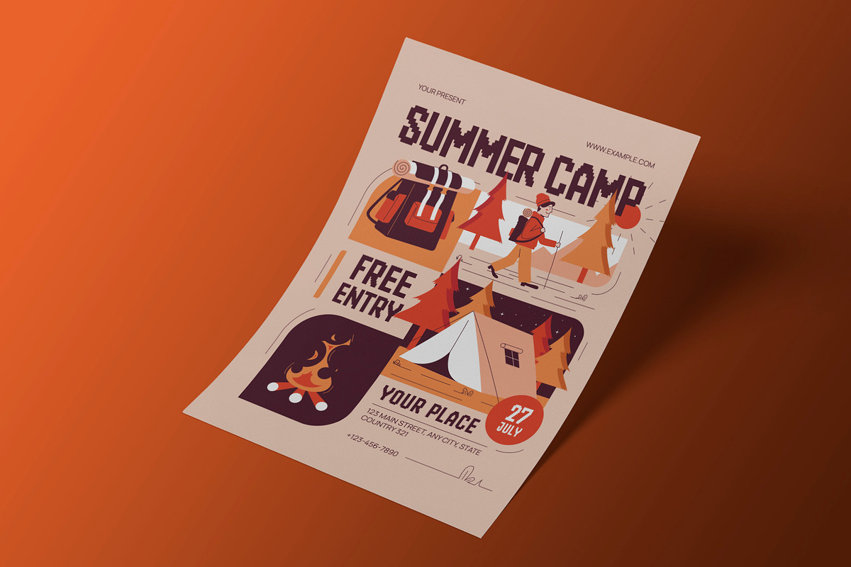 Brown Creative Summer Camp Flyer, a Flyer Template by Neermana (Photo 2 of 4)