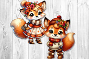 Cute Autumn Fox Clipart Set, a Seasonal Illustration by V Design Creator (Thumbnail 6 of 9)