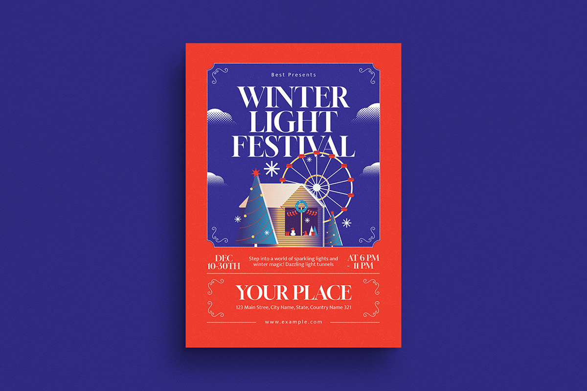 Red Winter Light Festival Flyer, a Flyer Template by VectorVactory (Photo 1 of 3)