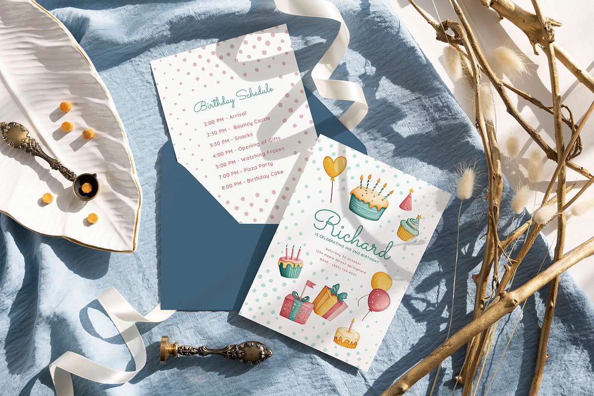 Muffin - Birthday Invitation Pack, a Card Template by CinderHeart Designs (Photo 1 of 3)