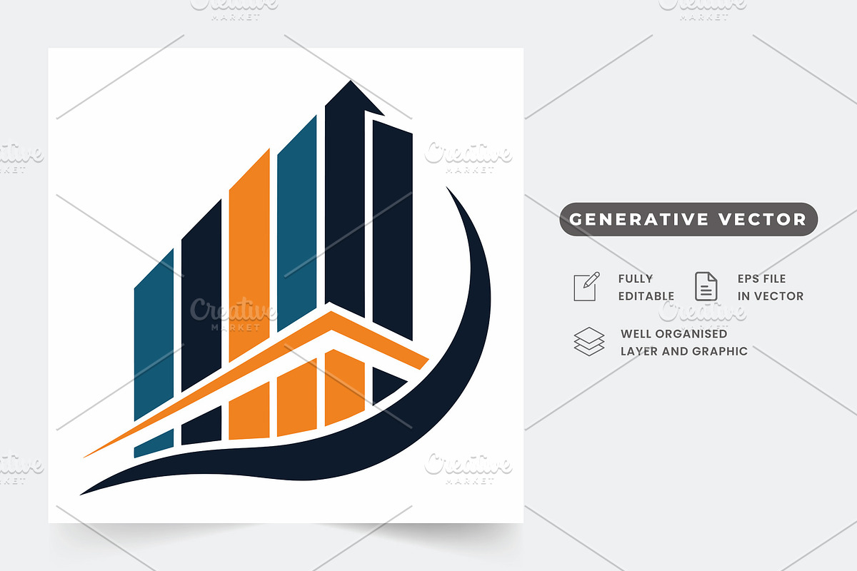 A logo depicting a stylized building, a Graphic by Iftikhar Alam