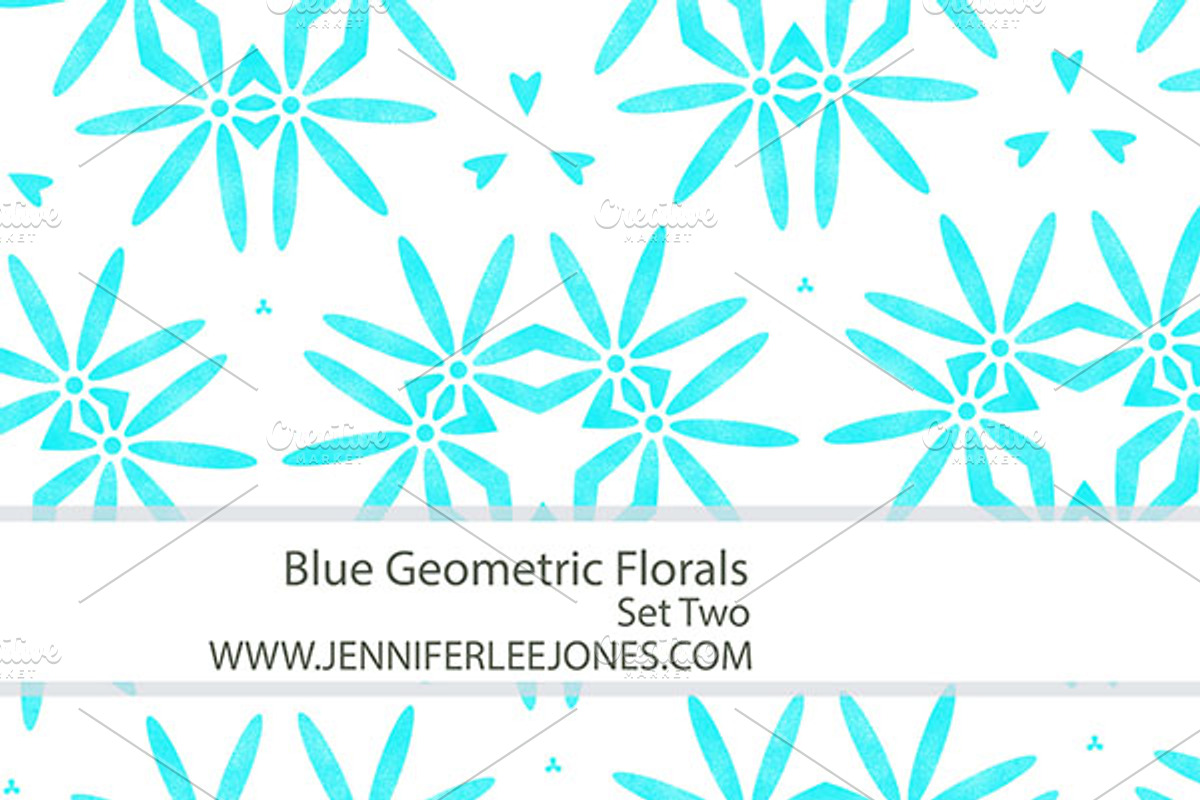 Blue Geometric Florals - Set Two preview 4