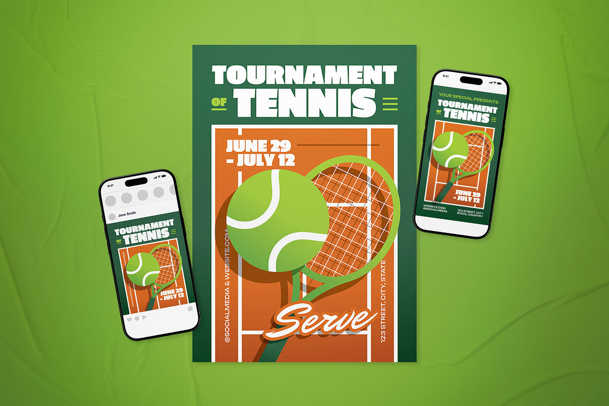 Tournament of Tennis Event Flyer Set, a Flyer Template by The Good Store (Photo 1 of 2)