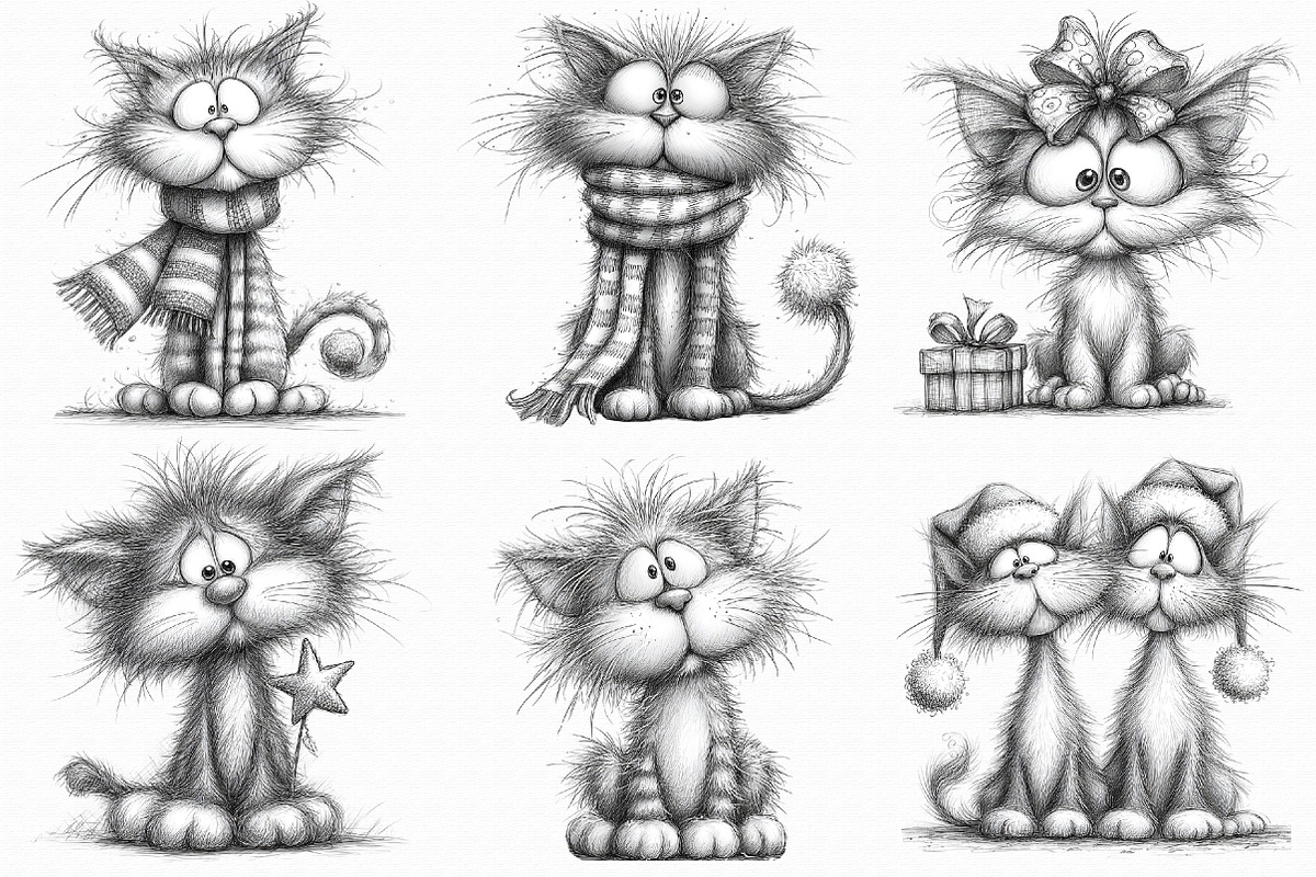 Whimsical Christmas Cat Clipart, an Illustration by Libby Wishes (Photo 2 of 9)