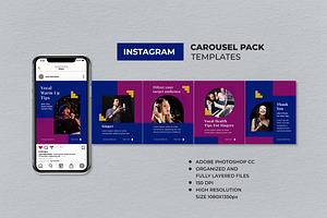 Blue Music Record Instagram Carousel, a Social Media Template by UICreative