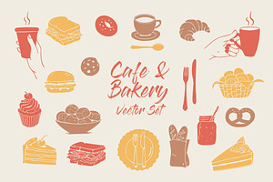 Cafe & Bakery Illustrated Icons