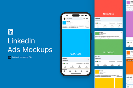 LinkedIn Ads Mockups, a Social Media Template by lprdesigns