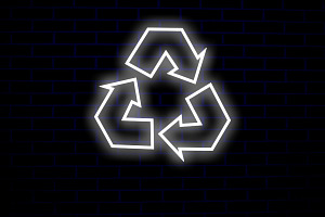 Recycle Icon Neon Sign PSD Editable