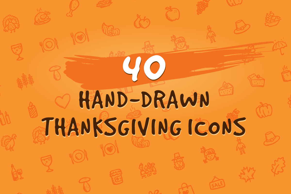 40 Hand-Drawn Thanksgiving Icons, an Icon by Hand-Drawn Goods (Photo 1 of 2)