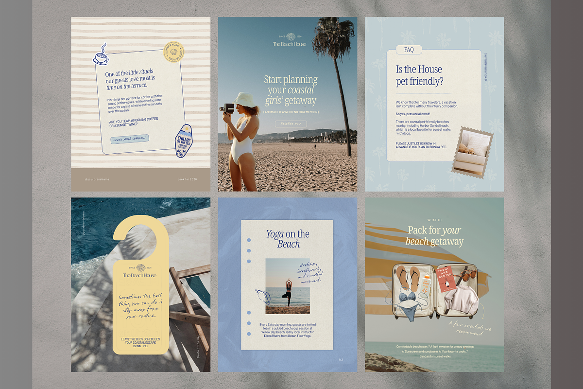 Coastal Airbnb Instagram Templates, a Social Media Template by CanvaTemplateClubCo (Photo 3 of 11)