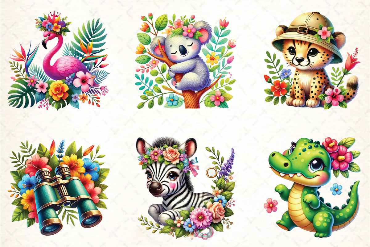 Spring Safari Time Clipart, an Illustration by DreamCafeArt (Photo 3 of 5)