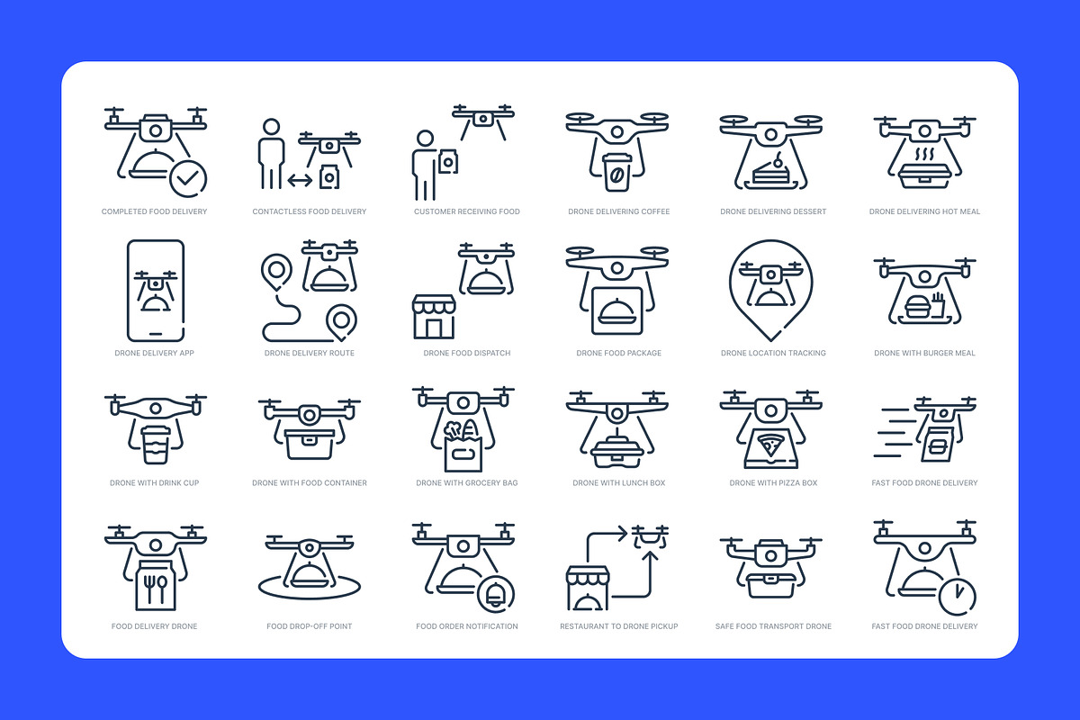 Food Delivery Drone Icon Set, a Duotone Icon by Eklip Studio (Photo 4 of 4)