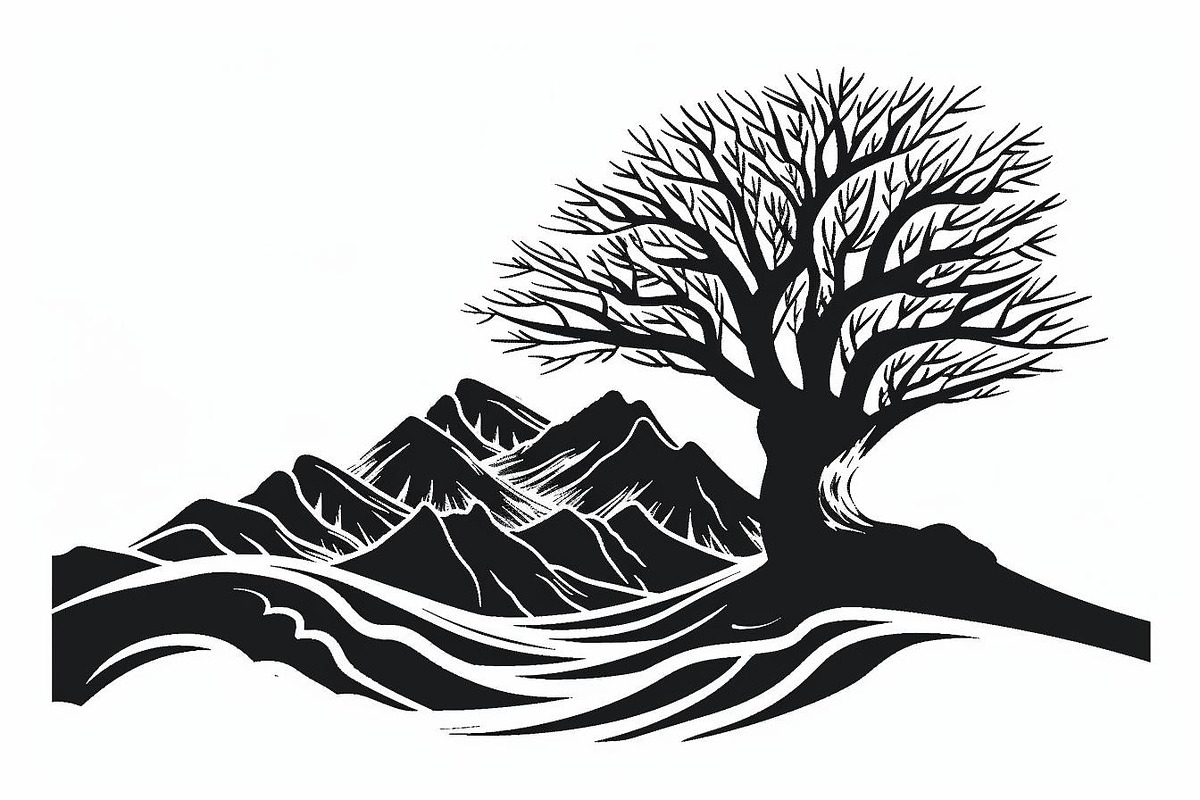 Majestic Mountain and Tree Vector, an Object Graphic by jahid234 (Photo 9 of 11)