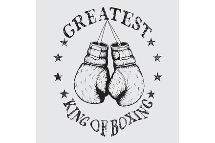 Vector old sports label with boxing gloves, a Sport Illustration
