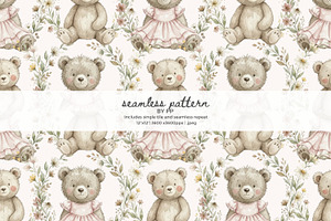 Teddy bear seamless pattern, a Pattern Graphic by Pink Studio Art
